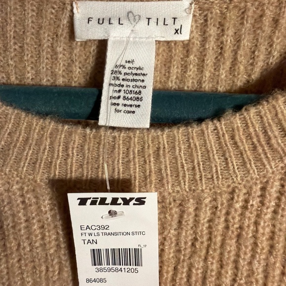 Full Tilt Tan Crew Neck Sweater - Picture 3 of 3